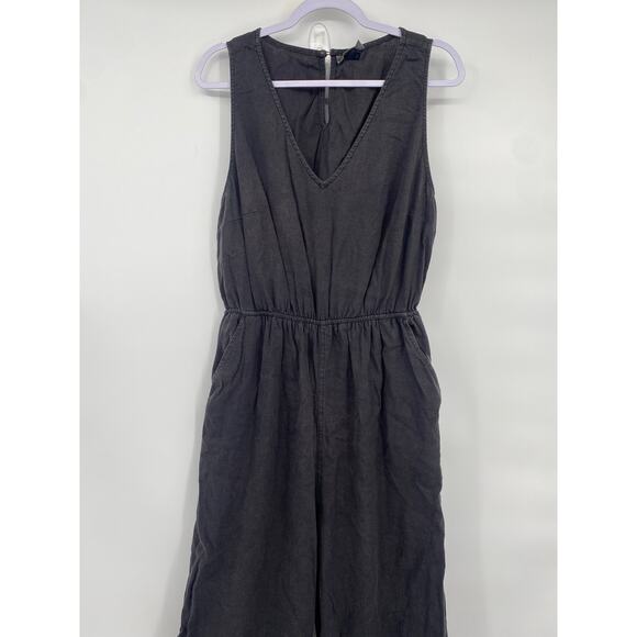 Universal Thread Black Linen V Neck Open Back Sleeveless Jumpsuit Womens L - Picture 2 of 11